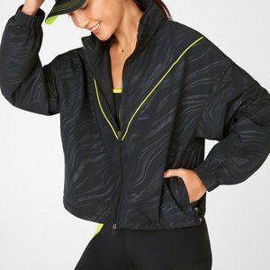 Fabletics: 3X Stace Woven Jacket - Black Marbleize/Zest mrsp $114.95
